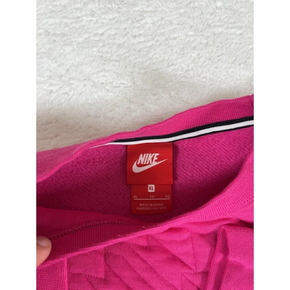 Nike AQ6367-621 Girl's Size XL Crew‎ Neck Fleece Quilted Sweatshirt Pockets Pink